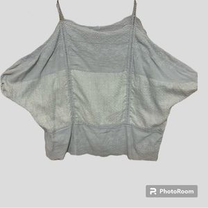 Entro Cold
Shoulder Embroidery Eyelet Top sage green